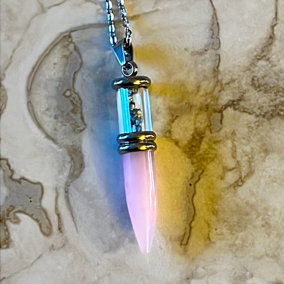 Rose Quartz & Meteorite Necklace - Picture 1 of 4